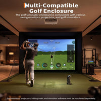11' X 8' Complete Golf Simulator Enclosure Package, 4K-Ready Impact Screen with Blackout Enclosure Cage, Frame Poles, Side Nets & Sandbags, Easy Setup for Indoor/Garage Practice