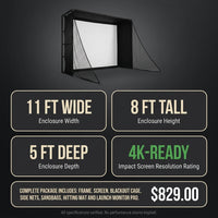11' X 8' Complete Golf Simulator Enclosure Package, 4K-Ready Impact Screen with Blackout Enclosure Cage, Frame Poles, Side Nets & Sandbags, Easy Setup for Indoor/Garage Practice — Results & Stats
