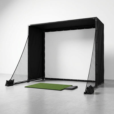 Golf Simulator Enclosure Built for Indoor Practice, 11x8 Complete Package, 4K-Ready Impact Screen, Frame Poles