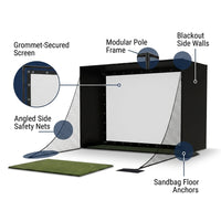 11' X 8' Complete Golf Simulator Enclosure Package, 4K-Ready Impact Screen with Blackout Enclosure Cage, Frame Poles, Side Nets & Sandbags, Easy Setup for Indoor/Garage Practice — How It Works