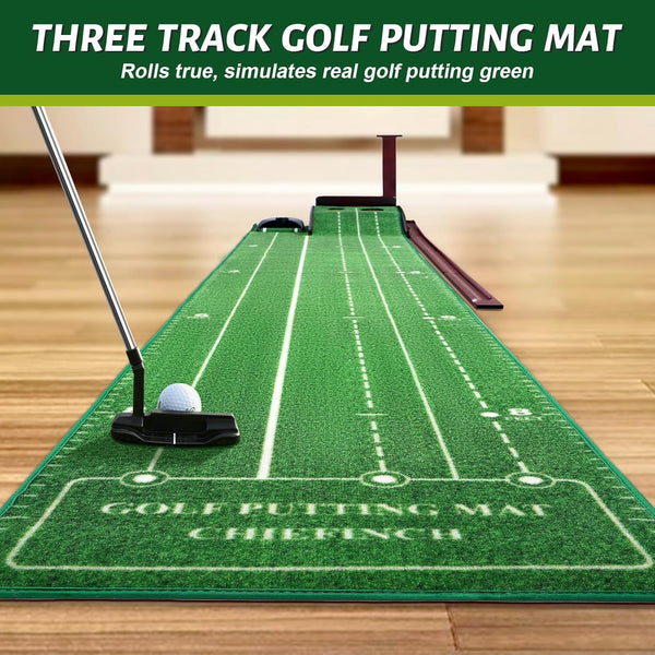 Golf Putting Green for Indoors - Putting Mat with Automatic Ball Return Machine, Mini Golf Pratice Training Equipment at Home or Office, Birthday for Golfs Lovers Golfer Man