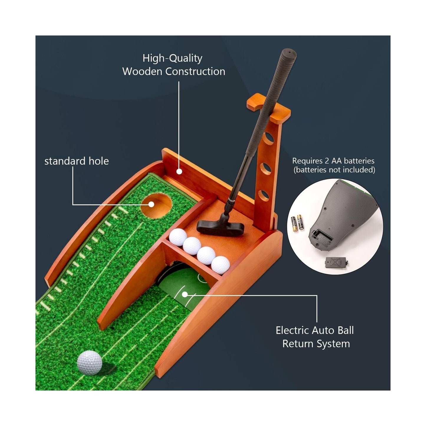 Golf Putting Mat with Auto Ball Return, Putting Green Indoor, Crystal Velvet ...