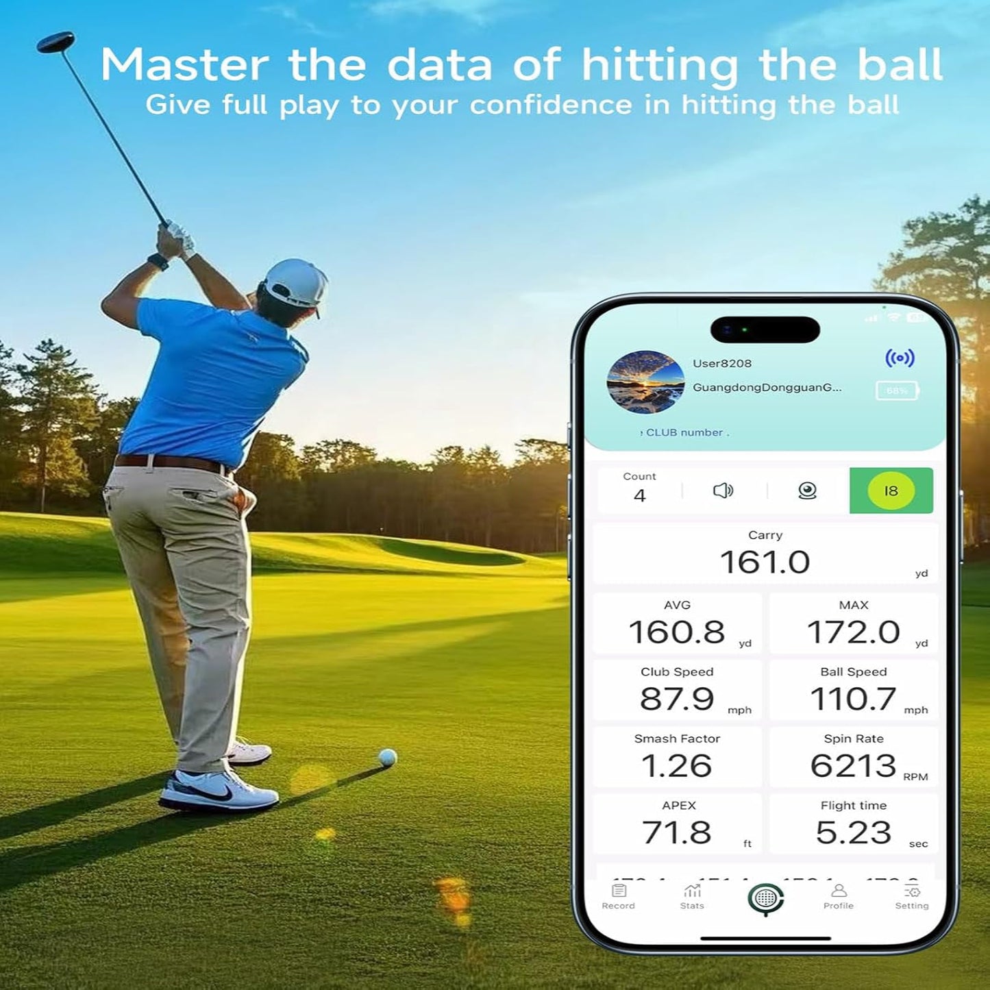 Portable Golf Launch Monitor, Simulators for Home & Training, Mobile Launch Monitor for Golf Swing Analysis, Tracker & Swing Analyzer, Indoor Outdoor Use, up to 10 Hours Battery Life.