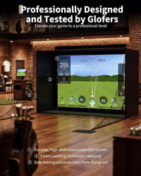 11' X 8' Complete Golf Simulator Enclosure Package, 4K-Ready Impact Screen with Blackout Enclosure Cage, Frame Poles, Side Nets & Sandbags, Easy Setup for Indoor/Garage Practice