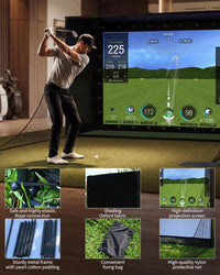 11' X 8' Complete Golf Simulator Enclosure Package, 4K-Ready Impact Screen with Blackout Enclosure Cage, Frame Poles, Side Nets & Sandbags, Easy Setup for Indoor/Garage Practice