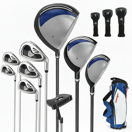 Men'S 9 Pieces Complete Golf Club Set Includes 460Cc Alloy Driver 3# Fairway Wood 4# Hybrid 6# 7# 8# 9# and P# Irons