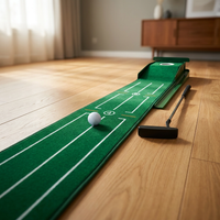Golf Putting Mat Home Putting Green Golf Practice Velvet Mat with Alignment Guides and Automatic Ball Return for Women and Men — Studio Shot