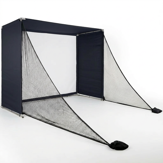 Golf Simulator Enclosure with Double-Layer Silent HD Impact Screen & Side Barriers,10×8 Ft Indoor Golf Hitting Cage with Φ32Mm Heavy Duty Stainless Steel Frame, Golf Practice Kit for Garage & Home Use — Studio Shot