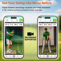 Golf Launch Monitor & Simulator: Portable Swing Analyzer with 13 Metrics, 3D Driving Range, 3D Trajectory & Video Record for Ios/Android