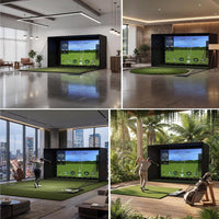 11' X 8' Complete Golf Simulator Enclosure Package, 4K-Ready Impact Screen with Blackout Enclosure Cage, Frame Poles, Side Nets & Sandbags, Easy Setup for Indoor/Garage Practice