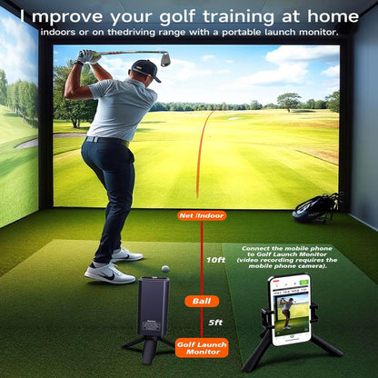 Portable Golf Launch Monitor, Simulators for Home & Training, Mobile Launch Monitor for Golf Swing Analysis, Tracker & Swing Analyzer, Indoor Outdoor Use, up to 10 Hours Battery Life.