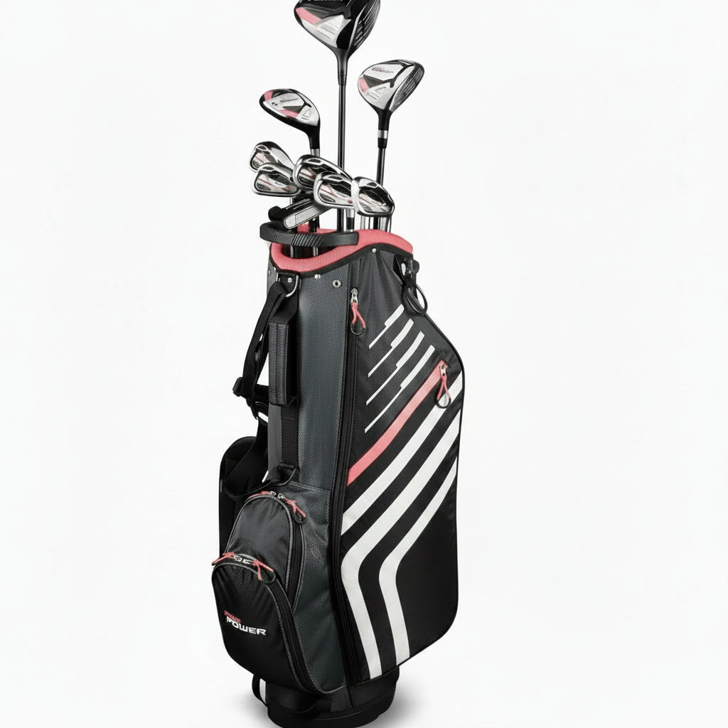 Pro Power Women’S Complete Golf Club Package Set, Right and Left Handed, Standard, Petite & Tall Includes Driver, Fairway, Hybrid, 6-PW, Mallet Putter, Stand Bag, 3 Headcovers